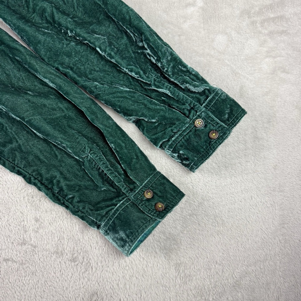 Anthropologie Pilcro Green‎ Velvet Hadley Shirt Top Womes L Relaxed Button Boho - Picture 11 of 11